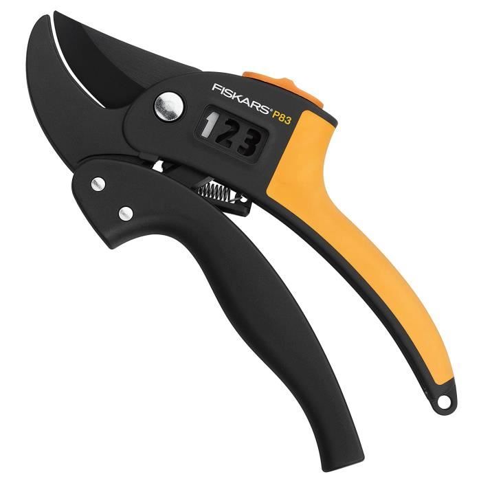 Kits d'outils de jardinage Fiskars Sécateur à enclume pour bois sec et dur, Diamètre de coupe: 2,4 cm, Lames en acier ha 106665