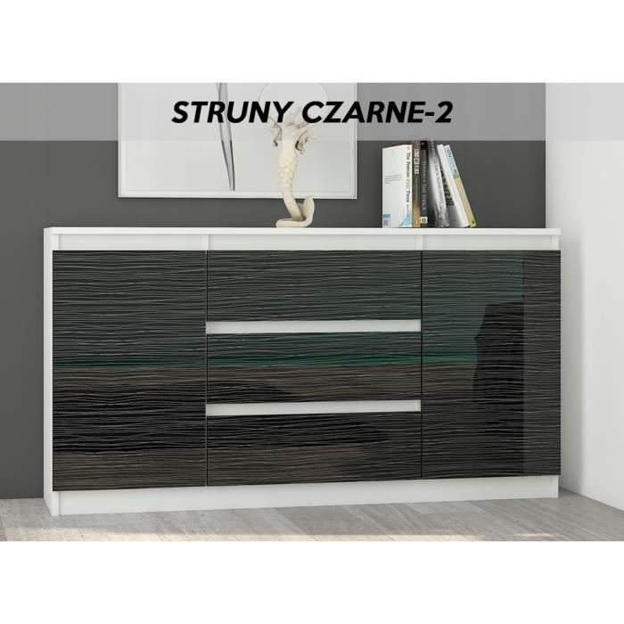 ALBI W2 - Commode contemporaine 3 tiroirs - 140x40x76 cm - Meuble rangement chambre/salon/bureau - Buffet Finition Laquée -