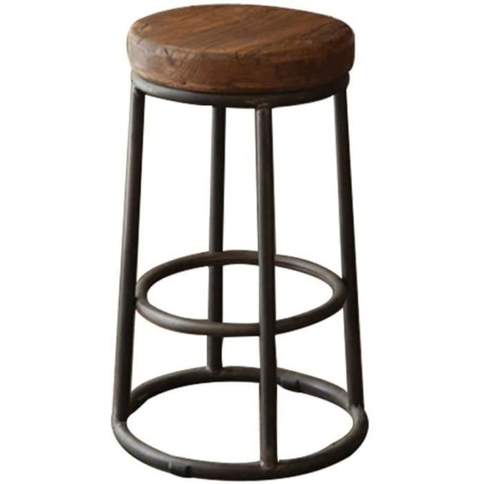 TABOURET DE BAR Tabouret de bar GCX Mezzanine en Bois Massif Chaise de Bar rétro en Fer forgé Tabouret de caf&eacu241