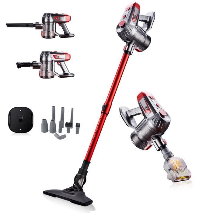 Aspirateur Balai sans Fil sans Sac, 2 vitesses - Puissant -Compact - Léger - Autonome -Silencieux - 130W - Multifonction pour Maison
