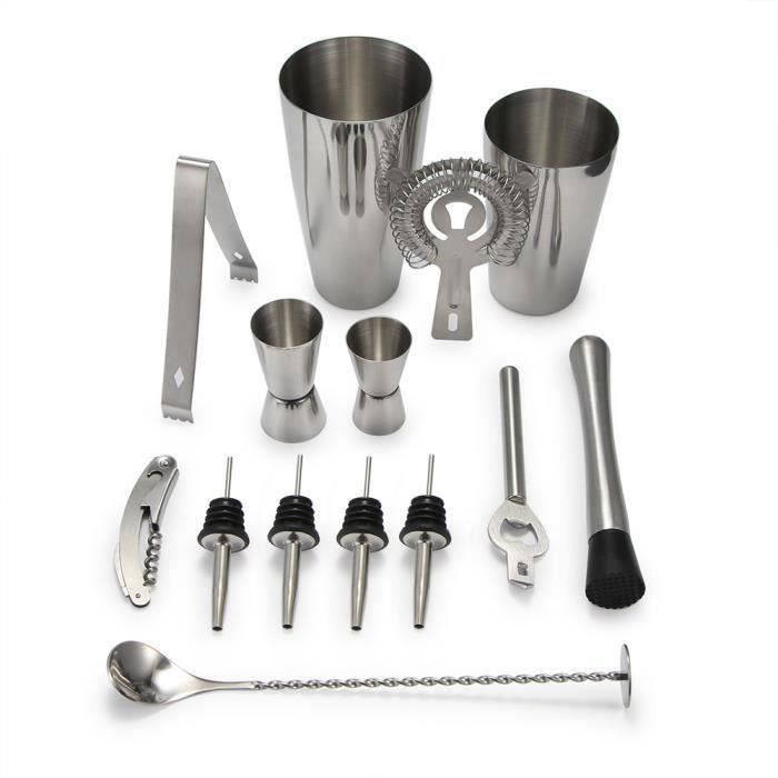 13 PCS Drink Kit barmans outil avec Shaker en acier inoxydable 800ML Faire cocktail Champagn outil accueil LIA20585