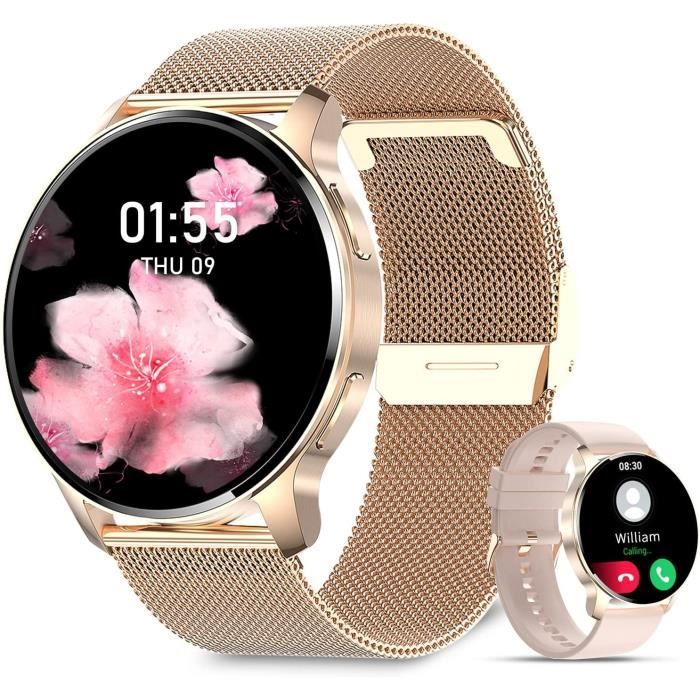 CHRONUS Montre Connectée Homme Femme Sport Montre Intelligente Cardiofrequencemètre Smartwatch Fitness Tracker pour Android iOS ROSE