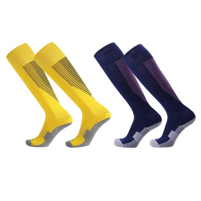 2 Paires Chaussettes de Football Enfant Chaussettes de Sport Protection Respirantes Antidérapant