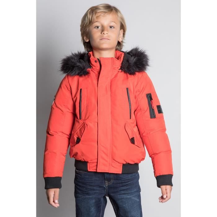 DEELUXE Parka courte à capuche et fourrure SHARK Red