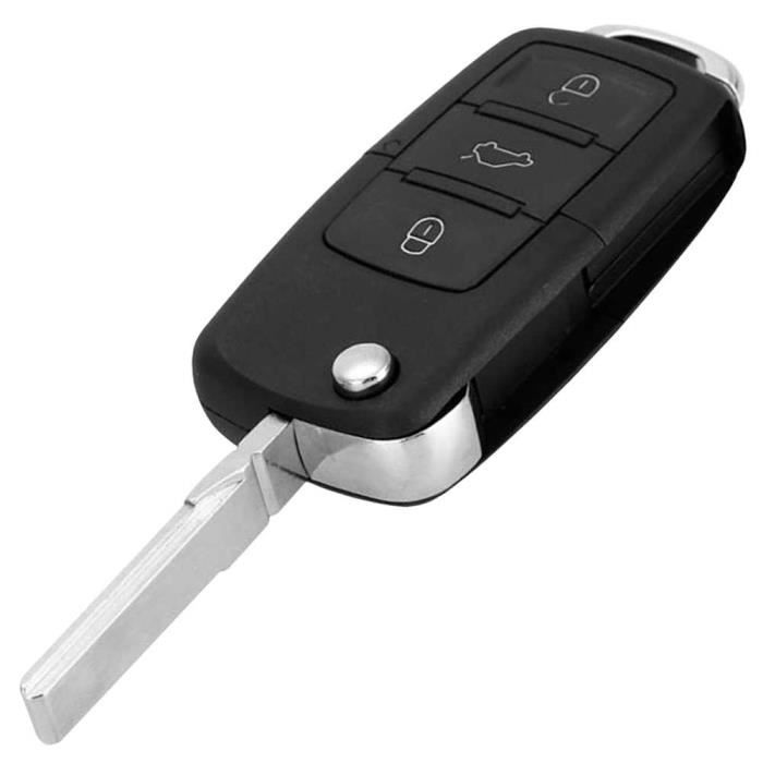 OCIODUAL Coque Clé Voiture Plip 3 Boutons Coffre Lame Noir Compatible avec Leon Ibiza Golf Polo Boîtier de Telecommande Auto