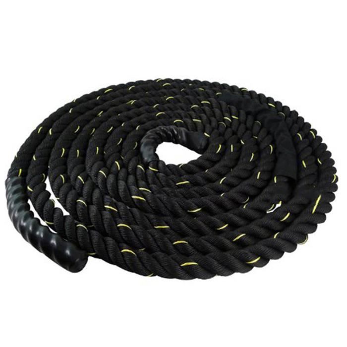 OOBEST® Noir Battle Rope - 15M 3.8cm Corde Ondulatoire Incrustation d'or Sport Exercice Fitness