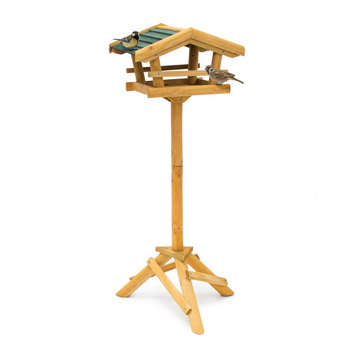 Relaxdays Cabane à oiseaux avec pied Support Décoration de jardin Mangeoire en bois Déco H x l x P: 100 x 37 x 43 cm, avec toit