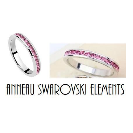Bague solitaire Rose Swarovski Elements Taille 52