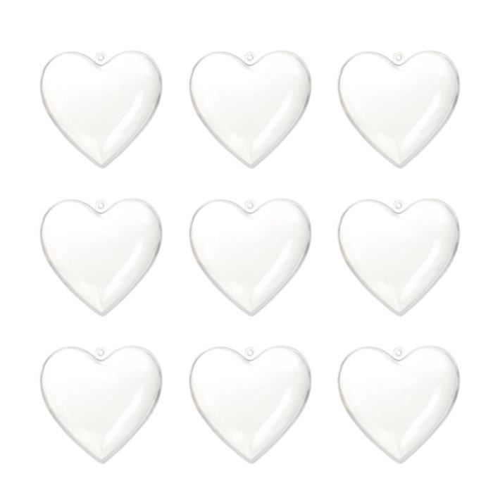 10 pièces bricolage à remplir en forme de coeur en plastique transparent ornement pour l'artisanat de noël mariage ARBRE A CHAT