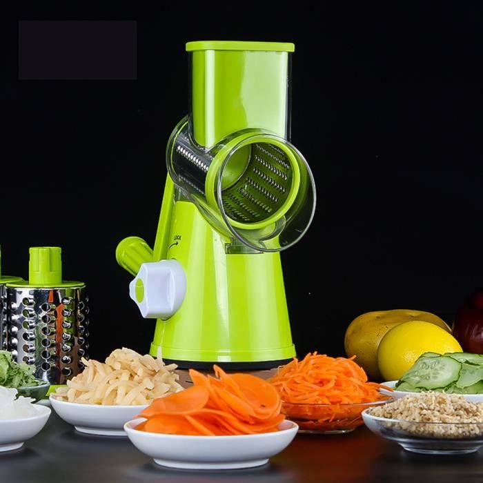 XBootsMalone® rape légumes manuel pour les légumes, fruits secs, le fromage (3 lames, lavage facile) - Vert