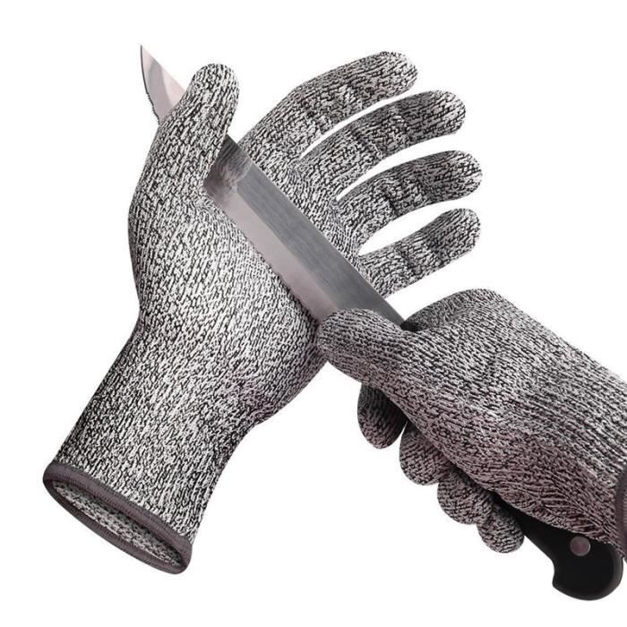GANT POUR ECRAN TACTILE,Gray side-M--Gants de sécurité Anti coupure, 1 paire, résistant aux coups de couteau, fil en acier inoxydabl