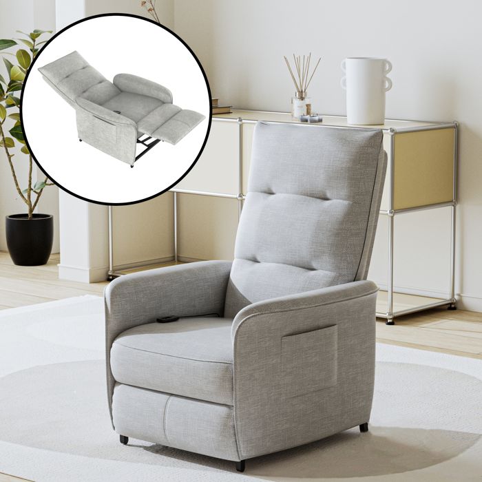 fauteuil relax électrique savukoski 102 x 58 x 81 cm gris clair