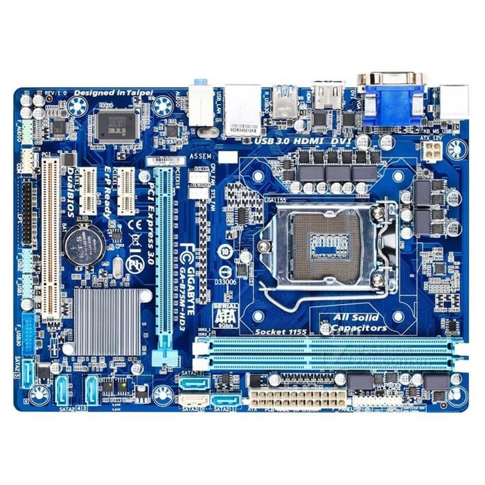 Carte mère GIGABYTE GA-B75M-HD3 Intel B75 Socket LGA1155 2xDDR3 SDRAM 16GB Micro ATX - Gigabyte