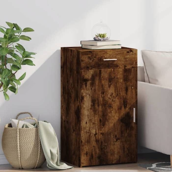 vidaXL Buffet chêne fumé 50x42 5x93 cm bois dingénierie armoire armoire latérale armoire de rangement armoire placard 846296