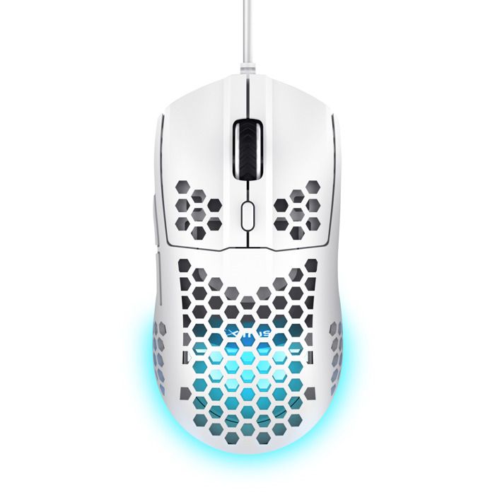 Trust GXT 928W Helox – Souris optique de jeu 6400 DPI et RVB (Blanc)