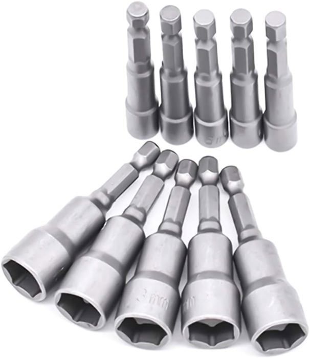 10 Pièces Douille Magnétique Visseuse: Embout Aimanté Pour Visseuse À Choc 6-19Mm 1, 4
