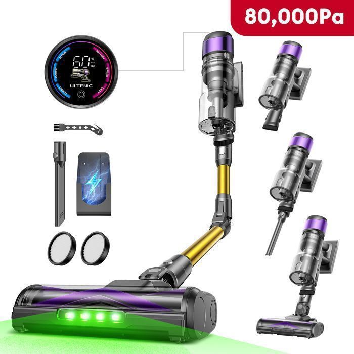 Aspirateur Balai sans Fil Ultenic UW20 –600 W puissant – 60 min – Batterie amovible – Tube pliable – GreenEye - Ultenic