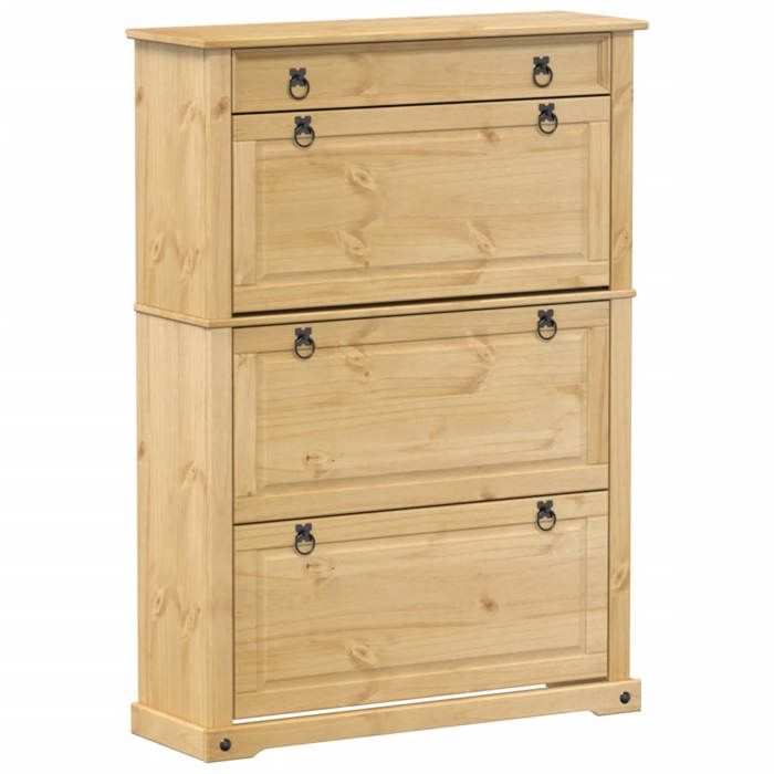 Bonne qualité - Armoire à chaussures - BONNIE - Commode à chaussures Corona 99x32x138cm - Bois de pin massif - Meuble dentrée
