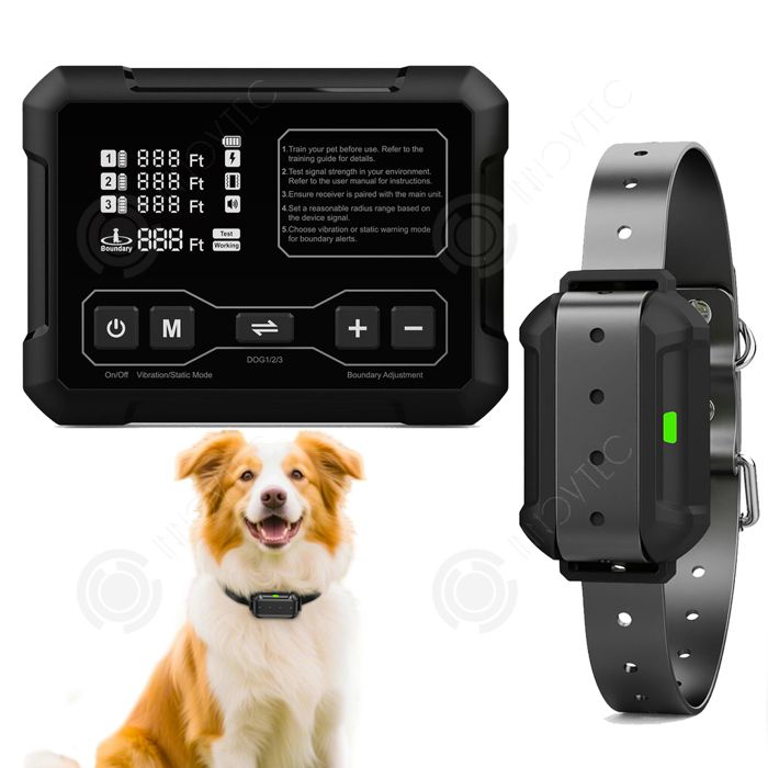 Meilleurs prix pour INN Clôture électronique 1000 mah gérer 3 chiens 3 modes dentraînement IPX7 interface de surveillance visuelle système de clôture