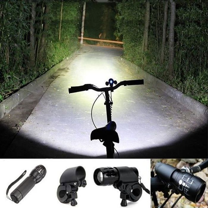 Lampe Torche Vélo LED - 3 Modes - Haute Luminosité - Support Inclus