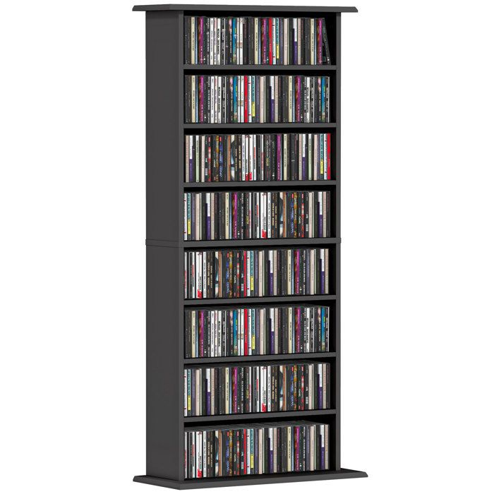 Rangements pour CD et DVD - HOMCOM - 8 compartiments et 6 étagères réglables - capacité max. 360 CD/185 DVD et Blu-ray - noir