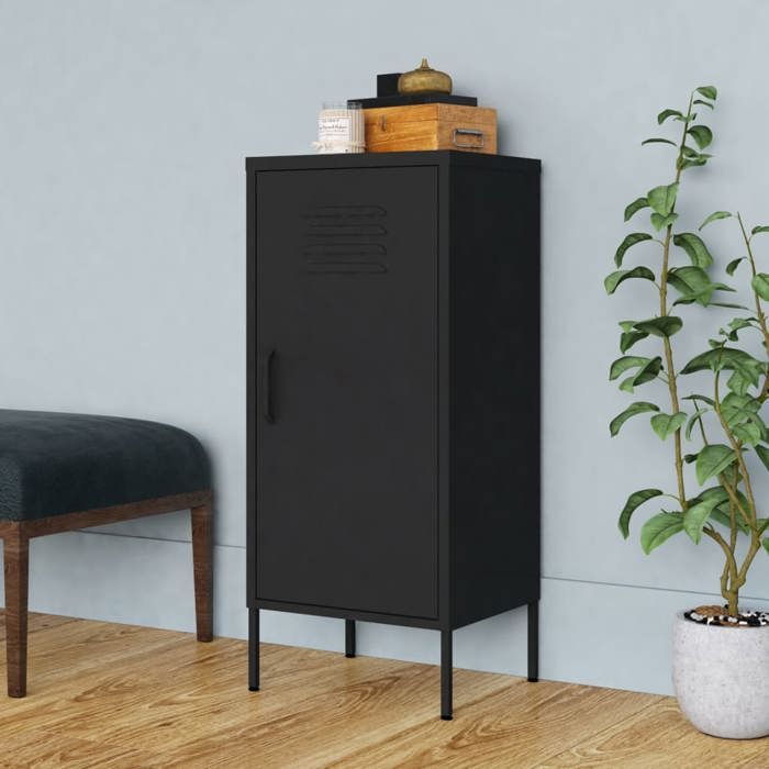 Armoire de rangement en acier - VIDAXL - Noir - 42 5x35x101 5 cm - 2 étagères réglables - Capacité totale 60 kg