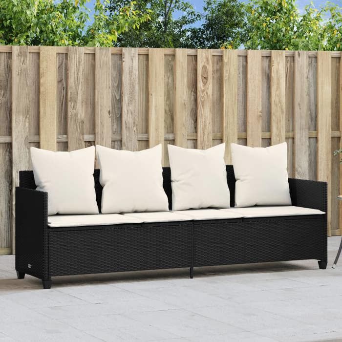 Chaise longue en résine tressée vidaXL 204x55x695 cm Dossier réglable Repose pieds réglable - vue 2