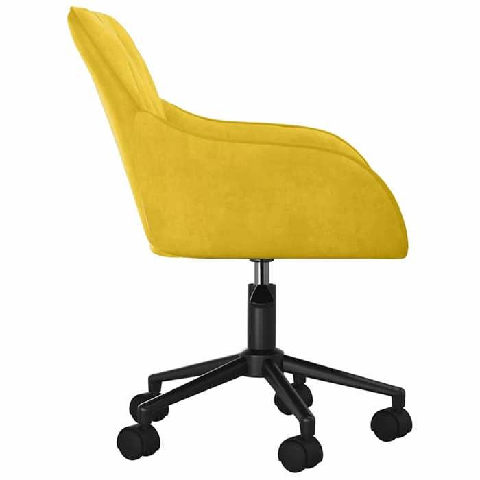 Chaise pivotante de bureau en velours - WIENS - Jaune - 56x61x(78-86) cm - Pivotement à 360 degrés - Hauteur réglable