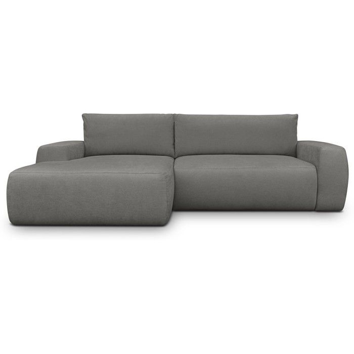 Canapé dangle gauche convertible 3 places en tissu chenille gris - Sonny Canapé dangle gauche convertible 3 places en tissu chenille gris - Sonny