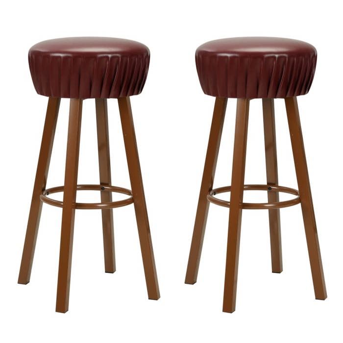 Chaises de bar en similicuir - Happiness - Lot de 2 - Marron - 47x47x80 cm - Cuir artificiel + acier - Style industriel Chaises de bar en similicuir - Happiness - Lot de 2 - Marron - 47x47x80 cm - Cuir artificiel + acier - Style industriel