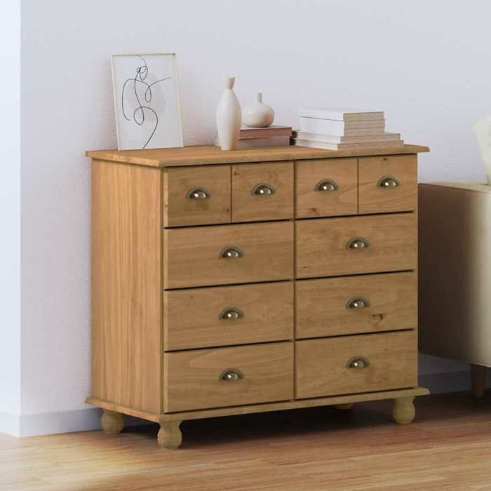 Automne/hiver Marron Commode ASKIM Marron 91x40x79cm - bois de pin massif - Hauteur:79cm DEC2111849