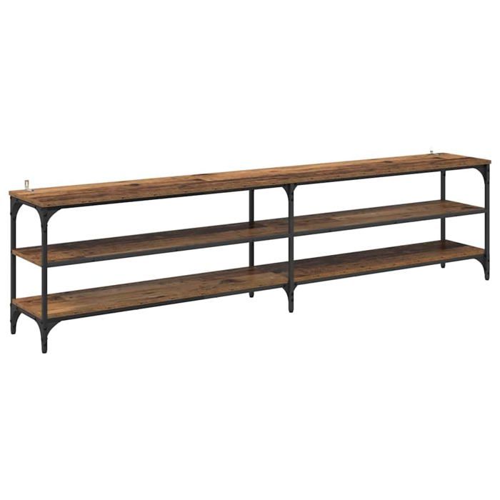 Meuble TV en bois dingénierie - vidaXL - Bois Ancien - 200x30x50 cm - 3 étagères - Poids maximal 60 kg