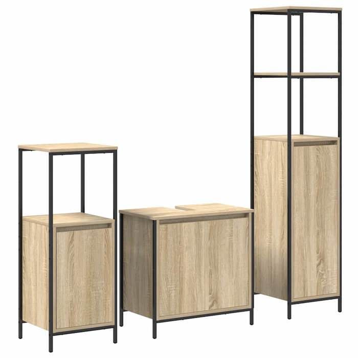 Bois Meuble de salle de bain moderne JILL Set Pour maison 3 pcs Bois dingénierie 36x35x165 cm BB4