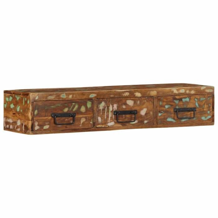 NEW 2026 Meuble TV mural 1PC armoire TV suspendue 100x30x19 cm bois massif de récupération L5223