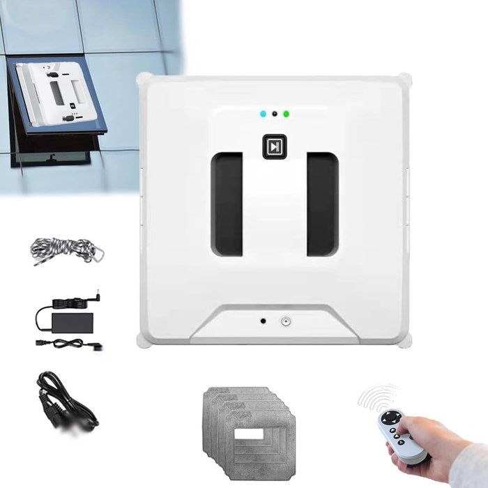 Nettoyeur de vitres robotisé - Nettoyeur de vitres électrique avec puissance daspiration de 3000 Pa sans fil avec télécommande et