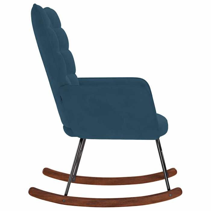 Fauteuil Allaitement - Bleu - Chaise à bascule - Rocking Chair - Bleu Velours 61x78x98 cm F1573