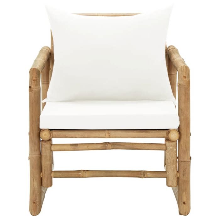 Brun Siège de jardin -  Chaises de jardin - (2 pcs) - avec coussins et oreillers Bambou C2369