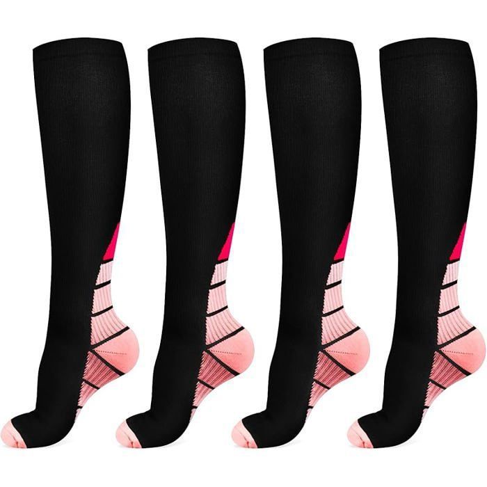 Bas de Contention – 2 Paires 15-20 mmHg chaussettes compression pour Femmes/Hommes tailles S/M