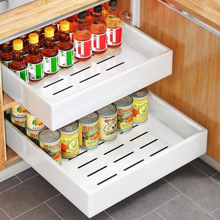Blanc Tiroir Coulissant Telescopique Cuisine pour Placard de Cuisine 43Profondeur x 35cm Largeur-43cmP Tiroir Co MEUBLE A EPICES