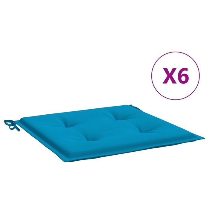 Moderne Coussins de chaise jardin lot de 6 bleu 50x50x4 cm tissu oxford Décoration de chaises & canapés @EU46767