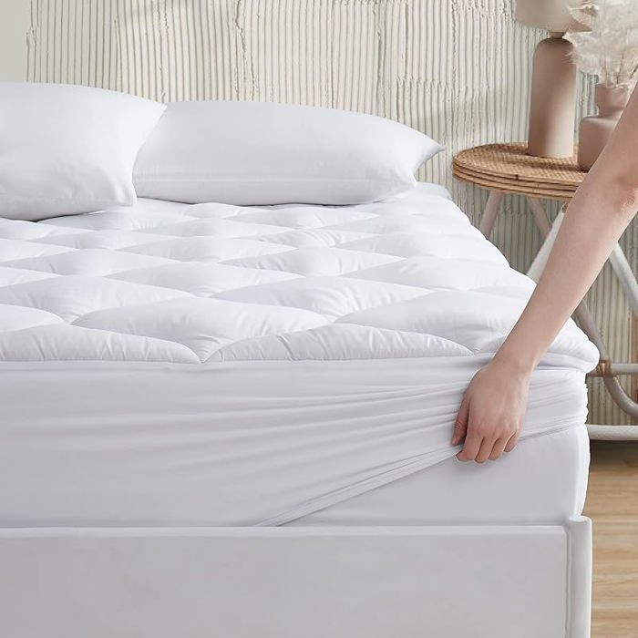 Surmatelas 160 x 200 cm Mattress Topper Doux Protège-Matelas Respirant Enveloppement à 360 °C Housse en 160X 200CM