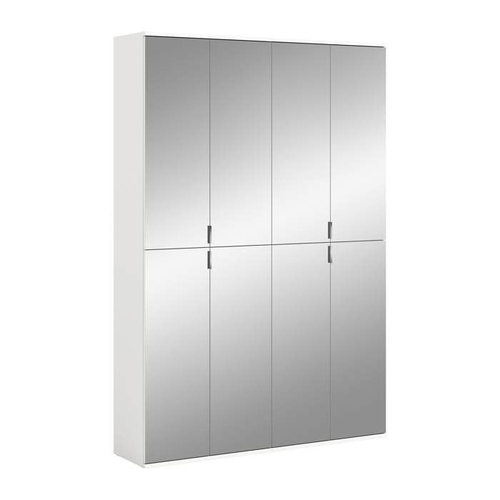 [en.casa] Ensemble de meuble d’entrée 2 armoires à miroir blanc 122 x 34 x 193 cm