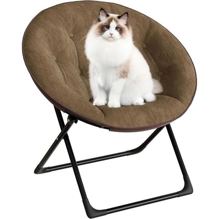 Chaise soucoupe souple surdimensionnée pour chambre salon Chaise longue dappoint pliable avec cadre en métal robuste Café