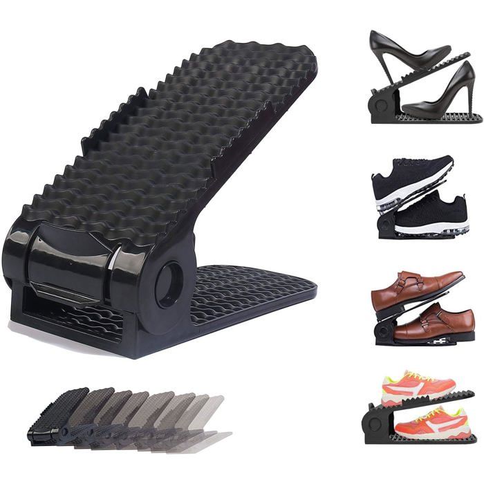 Range-chaussures lot de 8 étagère à chaussures réglable à 4 niveaux gain de place amélioré