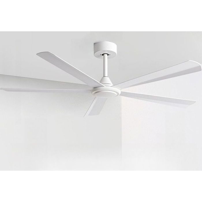 Grand ventilateur plafond moderne 142 cm 5 pales silencieux sans lampe 6 vitesses Commande par interrupteur muralBlanc