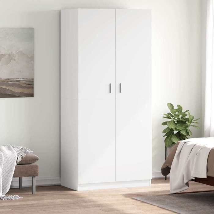 Garde-robe moderne - EVORA - Meuble rangement - Blanc 90x52x200 cm Bois d’ingénierie&1_19668