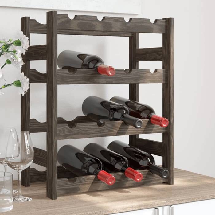 URBRAN®Casier à bouteilles pour 16 bouteilles gris bois pin solide - Armoire de rangement_8780