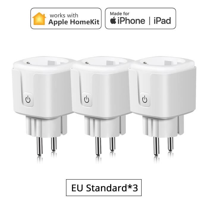 Prise UE 3 pièces-Prise intelligente Apple Homekit, prise UE, prise réseau  WiFi, commande vocale Siri, compat