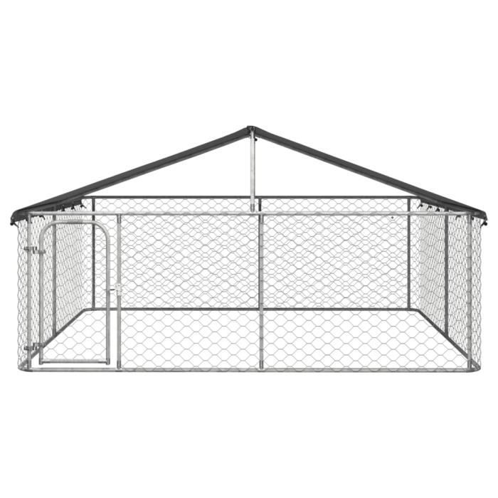 Chenil dextérieur - S1753 - 300x300x150 cm - Acier galvanisé - Toit en polyéthylène - Sécurisé