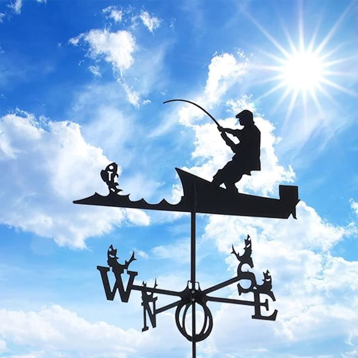 Girouette Pour Toit Extérieur - Girouette Rétro En Métal Avec Support - Décoration Jardin Et Indicateur Vent